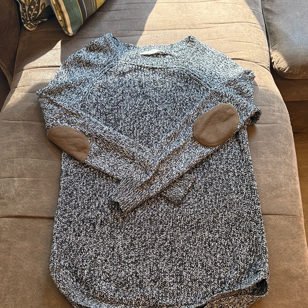 RD Style Black and Brown Elbow Patch Sweater